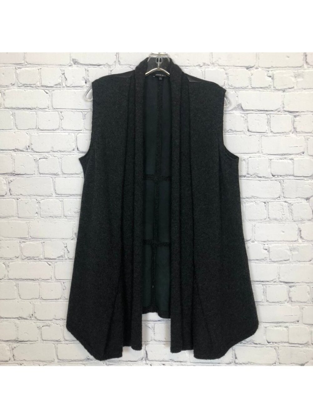 Lafayette 148 100% Cashmere 100% Leather Vest Size L Gray